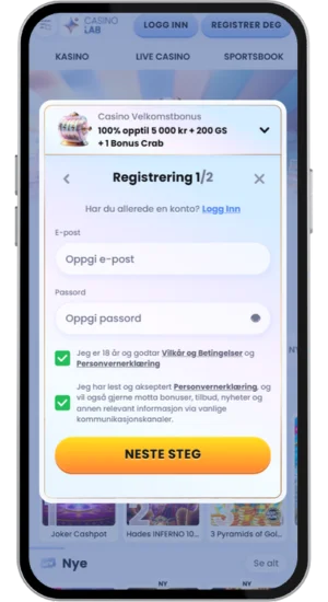 Registrer deg og gjør et innskudd