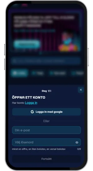 Registrera dig och gör en insättning