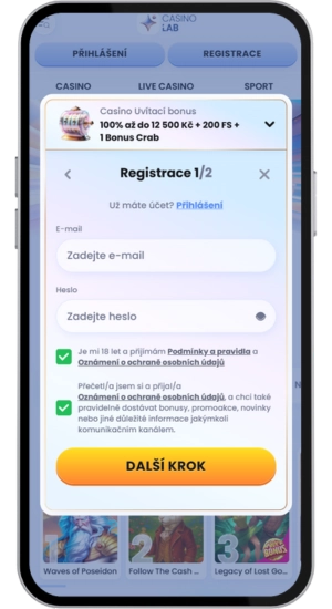 Registrujte se a proveďte vklad